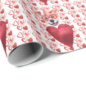 Red Hearts Corgi Hondenliefhebber Valentijn Cadeaupapier (Rol Hoek)