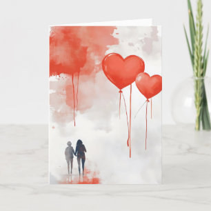 Red Hearts Couple Love Feestdagen Kaart