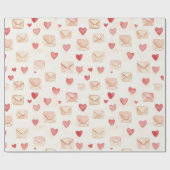 Red Hearts Cream Envelopes Love  Cadeaupapier (Vlak)