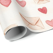 Red Hearts Cream Envelopes Love  Cadeaupapier (Rol Hoek)