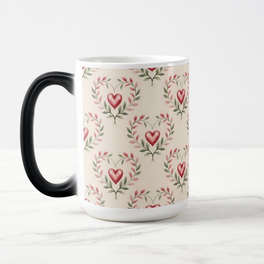 Red Hearts Cream Morphing Mug Magische Mok (Links)