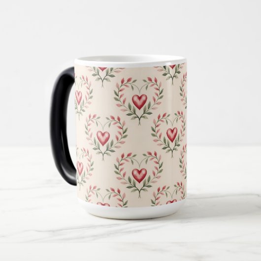 Red Hearts Cream Morphing Mug Magische Mok (Voorkant links)