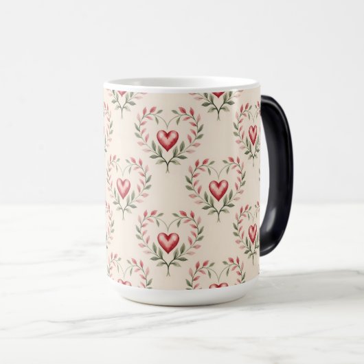 Red Hearts Cream Morphing Mug Magische Mok (Voorkant rechts)