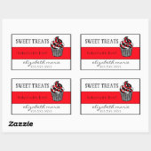Red Hearts Cupcake Rechthoekige Sticker (Vel)