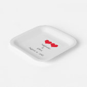 Red Hearts Cute Couple Wedding 2023 Valentijnsdag Papieren Bordje (Gebogen)