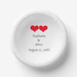 Red Hearts Cute Couple Wedding 2023 Valentijnsdag Papieren Kommen