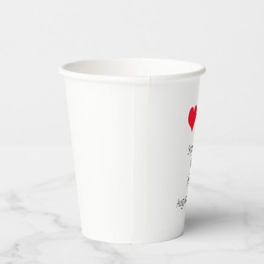 Red Hearts Cute Couple Wedding Valentijnsdag 2023 Papieren Bekers (Rechts)