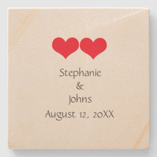 Red Hearts Cute Couple Wedding Valentijnsdag 2023 Stenen Onderzetter