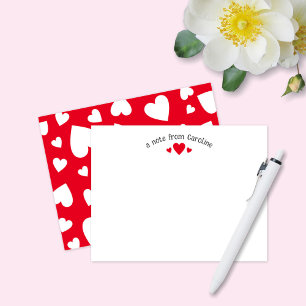 Red Hearts Cute Girly Note Kaart Notitiekaartje