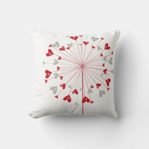 Red Hearts Dandelion Love Whimsical Cute Cushion Kussen
