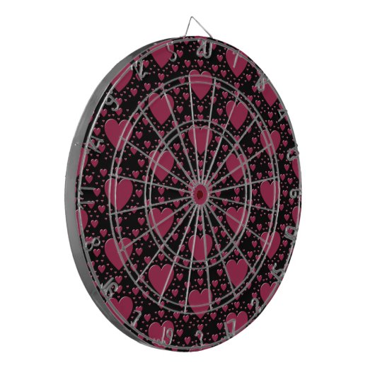Red Hearts Decorative Dartboard Dartbord (Voorkant Links)