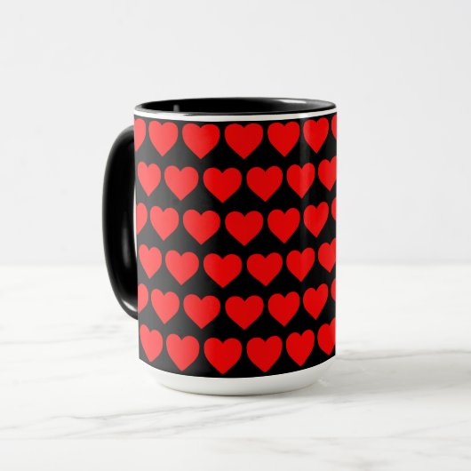 Red Hearts design pattern valentine love Mok (Voorkant links)