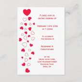 Red Hearts Design Valentijnsdag bruiloft receptie Informatiekaartje (Achterkant)