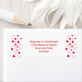 Red Hearts Design Valentijnsdag trouwadres Etiket