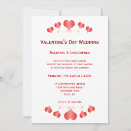 Red Hearts Design Valentijnsdag Wedding Kaart