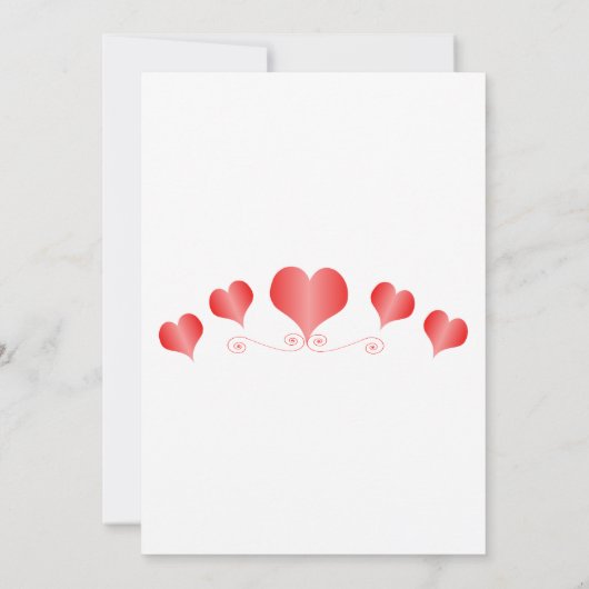 Red Hearts Design Valentijnsdag Wedding Kaart (Achterkant)