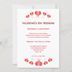 Red Hearts Design Valentijnsdag Wedding Kaart