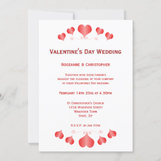 Red Hearts Design Valentijnsdag Wedding Kaart