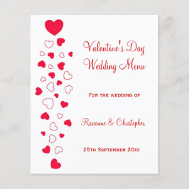 Red Hearts Design Valentijnsdag Wedding Menu