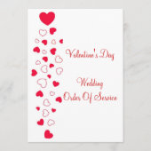Red Hearts Design Valentijnsdag Wedding Programmakaart (Voorkant)