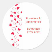 Red Hearts Design Valentijnsdag Wedding Ronde Sticker (Voorkant)