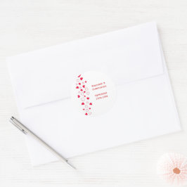 Red Hearts Design Valentijnsdag Wedding Ronde Sticker