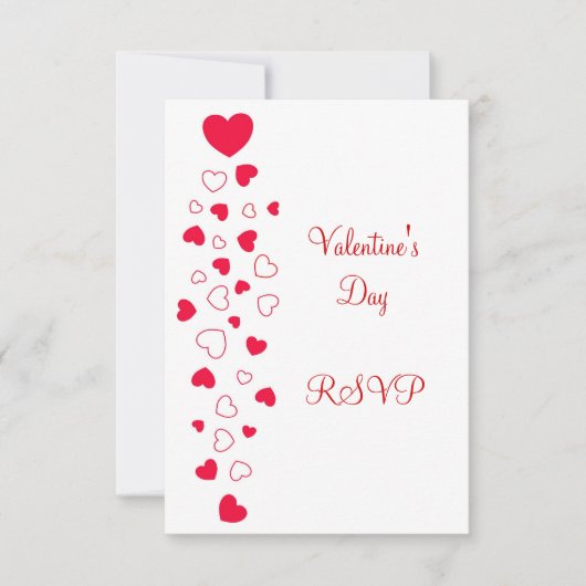 Red Hearts Design Valentijnsdag Wedding RSVP Kaart (Voorkant)