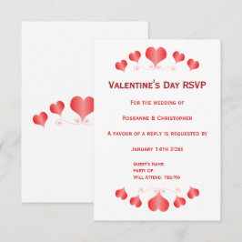 Red Hearts Design Valentijnsdag Wedding RSVP Kaartje