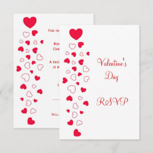 Red Hearts Design Valentijnsdag Wedding RSVP Kaartje