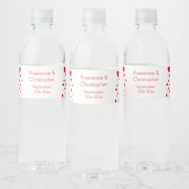 Red Hearts Design Valentijnsdag Wedding Waterfles Etiket