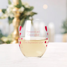 Red Hearts Design Valentijnsdag Wedding Wijnglas Zonder Voet