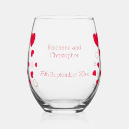 Red Hearts Design Valentijnsdag Wedding Wijnglas Zonder Voet