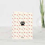 Red Hearts Drawing With Dog Paw Print Background Kaart (Achterkant)