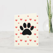 Red Hearts Drawing With Dog Paw Print Background Kaart (Voorkant)