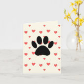 Red Hearts Drawing With Dog Paw Print Background Kaart (Gele Bloem)