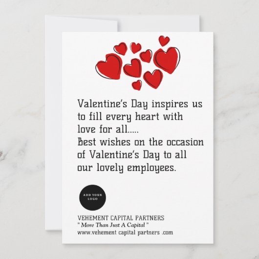 Red Hearts Employees Kantoor Logo Valentijnsdag Feestdagenkaart (Voorkant)