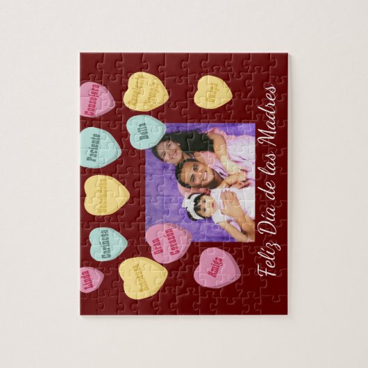 Red Hearts en aangepaste bericht | Moederdag Latin Legpuzzel (Verticaal)