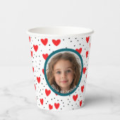 Red Hearts en aangepaste foto en naam Papier Papieren Bekers (Achterkant)