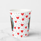 Red Hearts en aangepaste foto en naam Papier Papieren Bekers (Links)