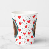 Red Hearts en aangepaste foto en naam Papier Papieren Bekers (Rechts)