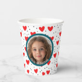 Red Hearts en aangepaste foto en naam Papier Papieren Bekers (Voorkant)