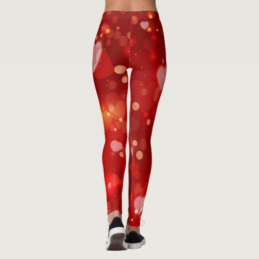 Red Hearts en Bokeh Leggings (Achterkant)