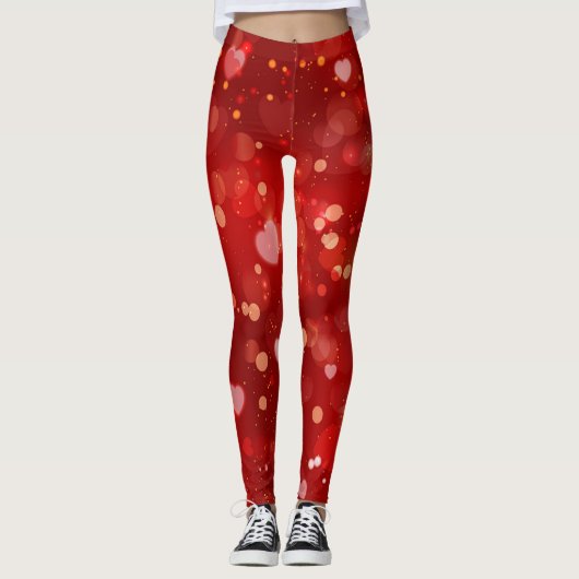 Red Hearts en Bokeh Leggings (Voorkant)
