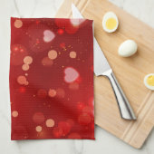 Red Hearts en Bokeh Theedoek (Quarter Fold)