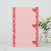 Red Hearts en Damask Lijst Stationery Briefpapier (Staand voorkant)