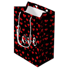 Red Hearts en Love On Black Medium Cadeauzakje