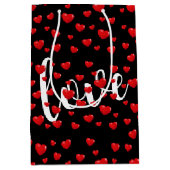 Red Hearts en Love On Black Medium Cadeauzakje (Voorkant)
