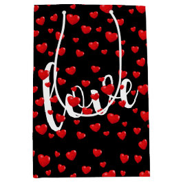 Red Hearts en Love On Black Medium Cadeauzakje