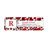Red Hearts en Rozen Retouradreslabel Etiket (Voorkant)