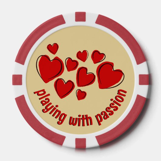 Red Hearts en tekst Leven met passie Poker Chips (Voorkant)
